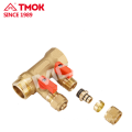 TMOK Water Meter Distribution Manifold 2-Way Water Underfloor Heating Manifold Pump Mixing Valve